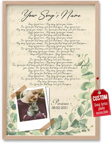 Miniatura 37 de H-DEWALL Póster personalizado de letras de canciones, regalos de cumpleaños para esposo para dormitorio, discos de vinilo, fotos, regalos para él