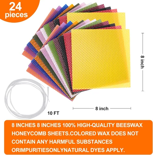 Miniatura 2 de Thleunei Hojas de Cera de Abeja para Hacer Velas - Kit de Fabricación de Velas de Cera de Abeja para Niños - Kit de Fabricación de Velas de Navidad