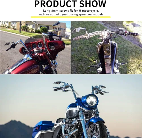 Miniatura 5 de DREAMIZER Espejos para motocicleta cromados compatibles con Harley Davidson - Espejo lateral mini en forma de lanza para Sportster 48, Road Glide