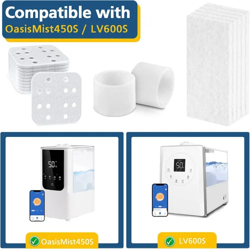 Miniatura 2 de Paquete de 10 Filtros de Repuesto para Humidificador, Paquete de 10 Almohadillas de Absorción y Paquete de 10 Almohadillas de Aroma, Compatible