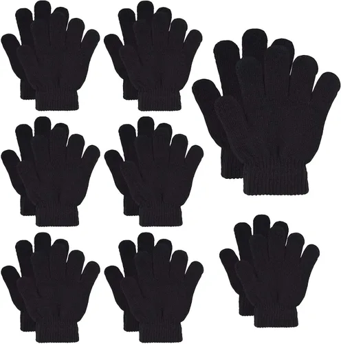 MENOLY 8 pares de guantes de invierno para niños guantes de punto para niños cálidos y elásticos para niñas y adolescentes
