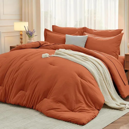 Miniatura 53 de MUXHOMO Juego de edredón de 5 piezas Twin XL, cama suave en una bolsa tamaño Twin XL, juego de ropa de cama para todas las estaciones con edredón