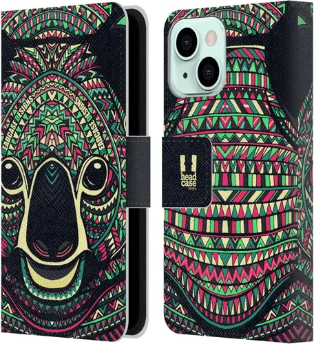 Miniatura 12 de Head Case Designs Bear Aztec Animal Faces 2 Leather Wallet Case Compatible with Apple iPhone 13 Mini