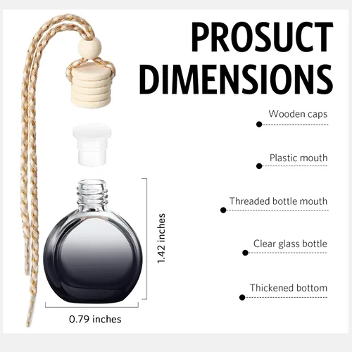 Miniatura 3 de BBTO 100 ambientadores para automóvil con tapa de madera, difusor de aromaterapia vacío, soporte de fragancia transparente para automóvil, colgante