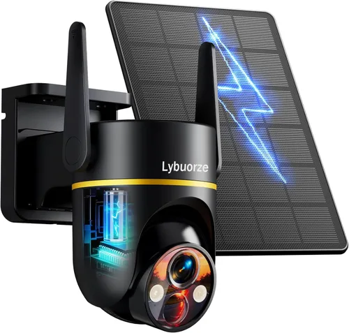Cámara de seguridad HD de 4 MP WiFi 6, cámara de inclinación panorámica de detección humana AI, energía solar y batería inalámbrica para exteriores,