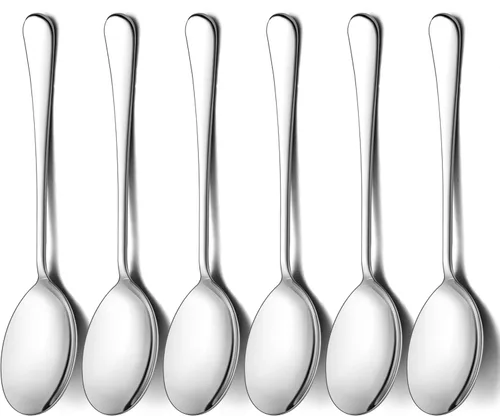 LIANYU Serving Spoons Set of 6, Stainless Steel Serving Spoons for Buffet, Metal Serving Utensils Set for Hostess Catering Parties, Healthy, Mirror