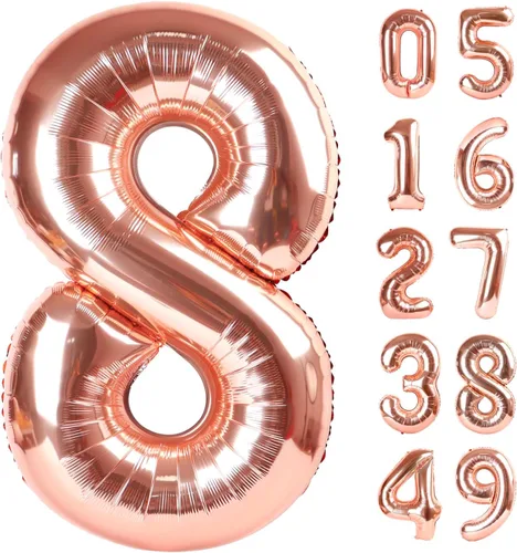 Miniatura 134 de Globo de cumpleaños número 4 dorado de 40 pulgadas, globos gigantes del número cuatro 14 24 34 40 44 2024, globos grandes de lámina de mylar para Oro