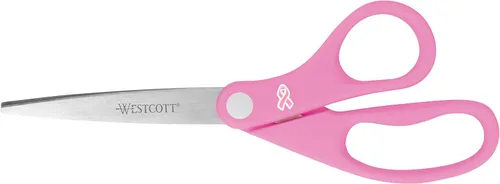 Westcott 15387 Tijeras de acero inoxidable de 8 pulgadas con cinta rosa para oficina y hogar