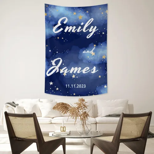 Miniatura 11 de Tapiz de boda personalizable con nombre y foto, colgante de pared personalizado para boda, tapiz de pared personalizado, decoración del hogar, tapiz