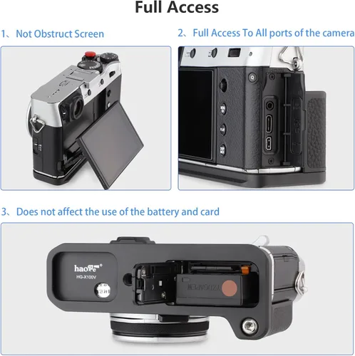 Miniatura 5 de Haoge HG-X100V Placa de liberación rápida Soporte de cámara Soporte de mano para Fujifilm Fuji X100V X100F Cámara Fit Arca Swiss Sunwayfoto Kirk RRS