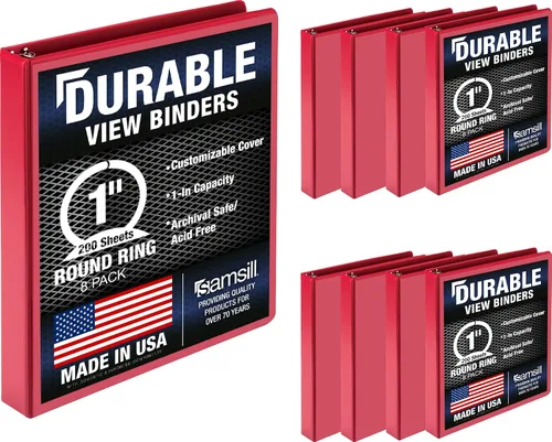 Miniatura 33 de Samsill Carpeta duradera de 0.5 pulgadas, fabricada en los Estados Unidos, carpeta transparente personalizable con anillos redondos, color negro