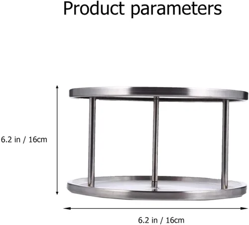 Miniatura 7 de YARNOW Organizador de especias para gabinete, 2 niveles, estante de especias de acero inoxidable para mesa de comedor, encimeras de cocina