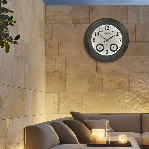 Miniatura 2 de Presentime & Co Jameson Reloj iluminado para interior/exterior de 24 pulgadas, casa de campo moderna, autoiluminado, impermeable, estación