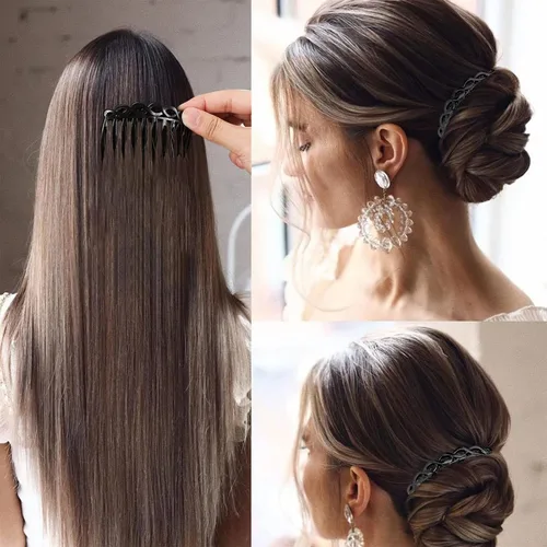 Miniatura 5 de 9 peines laterales para el cabello, estilo francés, de plástico ligero, 11/25/29, pinzas para el cabello para mujeres y niñas (clásico)