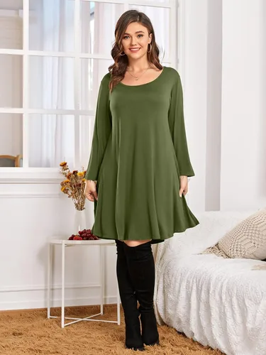 Miniatura 4 de BELAROI Vestido informal acampanado suelto de manga 34 para mujer