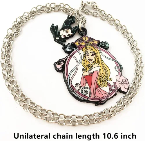 Miniatura 3 de NBCNWQQ Moana Sleeping Beuty - Collar de Cenicienta, Bestia Enredada, Elsa Snow Whte, Princesa, Valiente, Mérida Aladin, collar, regalos para mujer
