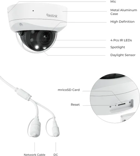 Miniatura 8 de REOLINK RLC-843A - Cámara de seguridad PoE 4K con reflectores, zoom óptico 5X, cámara exterior con visión nocturna a color, conversación