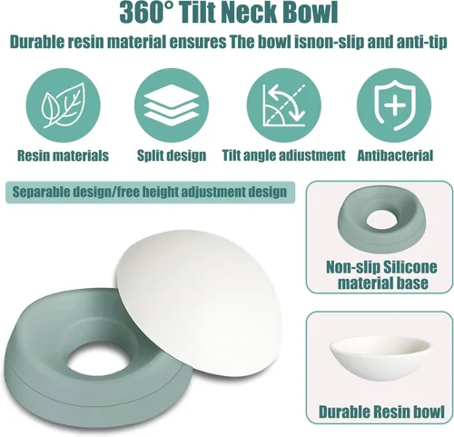 Miniatura 4 de Cuenco de Comida para Bulldog Francés - Cuenco Inclinado y Ladeado para Comida y Agua de Pug, Cuenco para Gatos - Comedero para Frenchie/Shih Verde