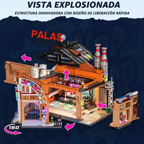 Miniatura 3 de FUNWHOLE Factory House of Music Lighting - Juego de ladrillos de construcción – Street Fusion Music Club City Town Kit de colección modular