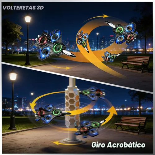 Miniatura 4 de Aviones de control remoto de espuma, avión RC con luz, avión de combate a control remoto, giro de 360°, rollo de acrobacias, avión dron