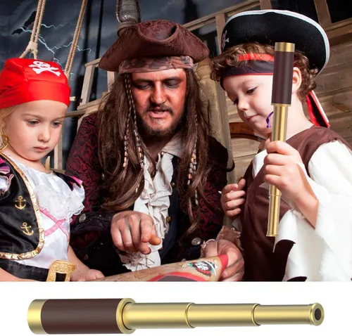 Miniatura 6 de Juego de brújula de bolsillo con telescopio pirata Spyglass, telescopio monocular pirata plegable caribeño, telescopio monocular pirata, telescopio