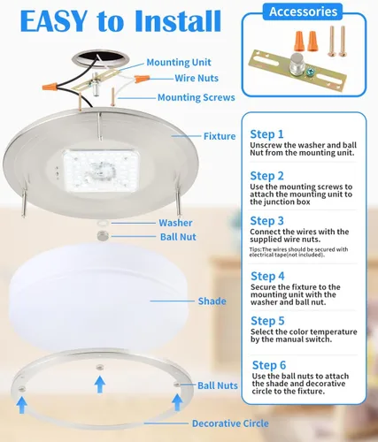 Miniatura 6 de Lámpara de techo LED de montaje empotrado, 23W, lámpara de techo LED de montaje empotrado de 13 pulgadas con 5CCT