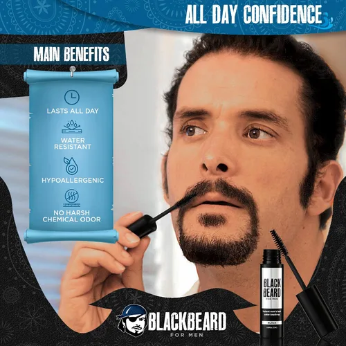 Miniatura 2 de Blackbeard for Men Color instantáneo para barba, bigote, cejas y patillas para todo el día, alternativa temporal e hipoalergénica al tinte para Negro