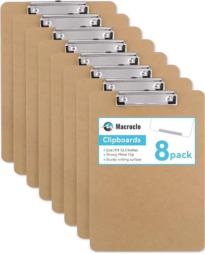 Miniatura 10 de Portapapeles de Madera, Tamaño Carta, Tablero de Clip de Fibra Dura 8.5x11 para Aula, Estudiantes, Niños, Profesores, Tamaño Estándar A4, 9" x 12.5