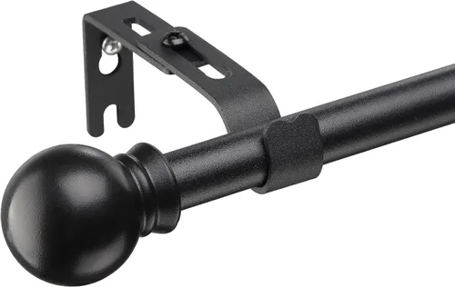 YeYeBest Barras de cortina para ventanas de 28 a 64 pulgadas, juego de barras de cortina de metal de 5/8 pulgadas, barra de cortina Winbdow Negro