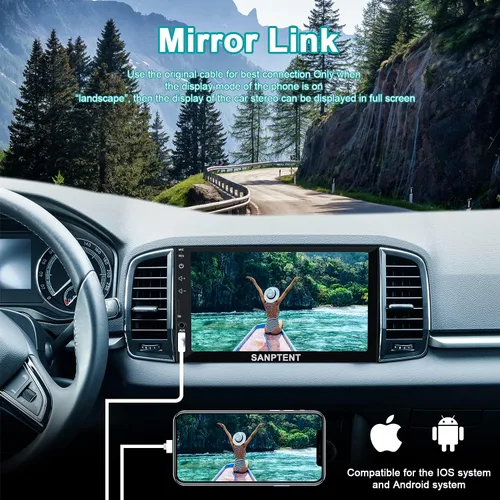 Miniatura 3 de Receptor de audio de radio para auto de doble DIN para Apple Carplay, Android Auto, Mirror Link, pantalla táctil de 7 pulgadas, cámara de reversa