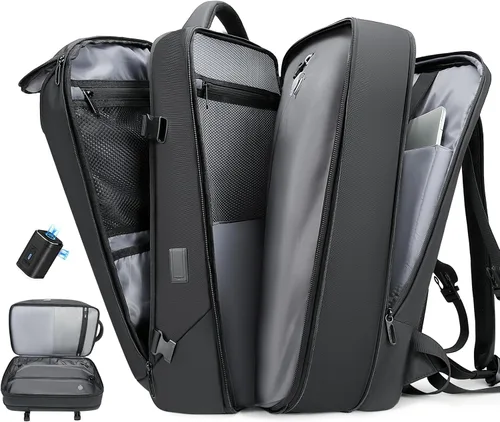 Miniatura 11 de TANGCORLE Mochila de viaje expandible aprobada para vuelos, mochila de 17.3 pulgadas para laptop de negocios para mujeres y hombres