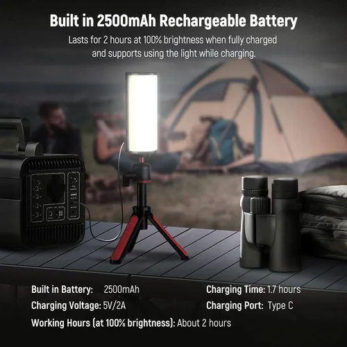 Miniatura 6 de NEEWER Vara de Luz Magnética Manual Básica, Luz de Video LED Mini RGB Completa de 360°, Batería de 2500mAh, Luz de Tubo de Cámara Ajustable