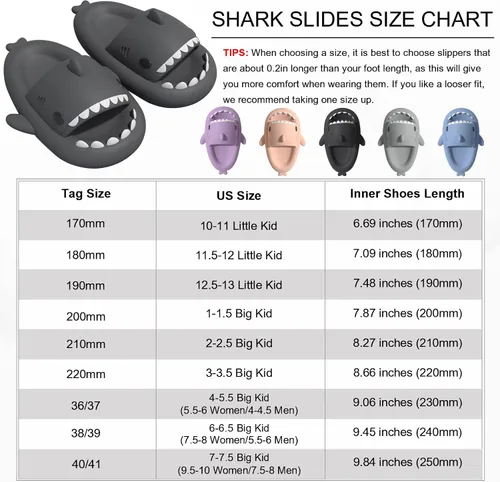 Miniatura 6 de MUMIK Sandalias de tiburón para niños, pantuflas de tiburón mejoradas, sandalias de tiburón en la nube, antideslizantes, suela gruesa, cómodas