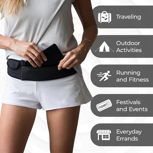 Miniatura 6 de The Belt of Orion - Cinturón para correr y cangurera delgada para hombres y mujeres, soporte antirrobo para pasaporte y cinturón de dinero
