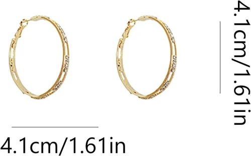 Miniatura 5 de 1 par de aretes de plata para mujer, aretes populares con forma de C, de aleación de diamante, para niña
