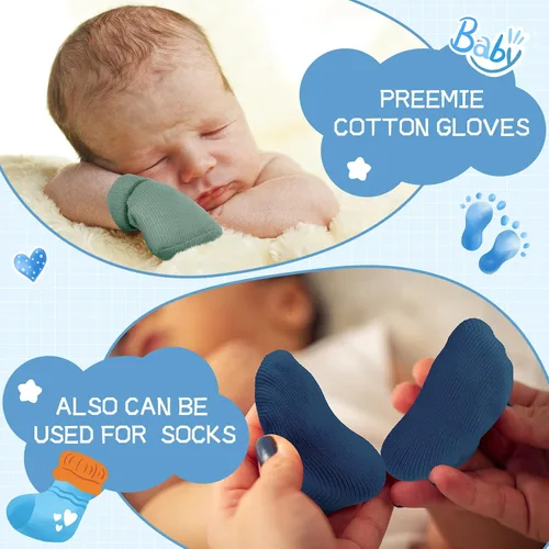 Miniatura 4 de 12 pares de manoplas prematuros para niñas y niños prematuros, guantes prematuros para recién nacidos y niños pequeños