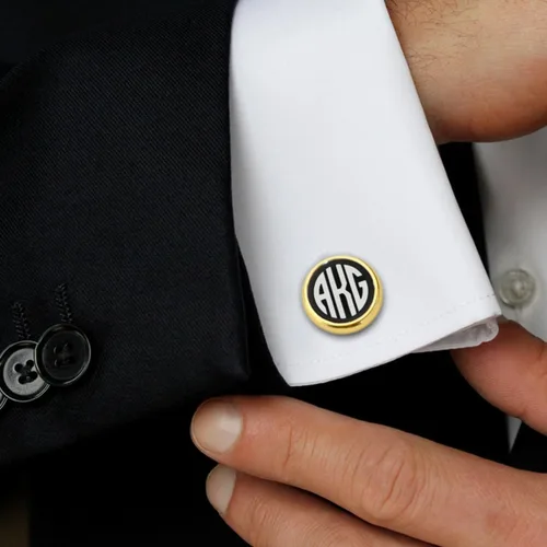 Miniatura 2 de Gemelos de oro personalizados - Gemelos con monograma grabados - Gemelos con monograma grabados - Regalo de novio de boda o padrinos de boda gemelos