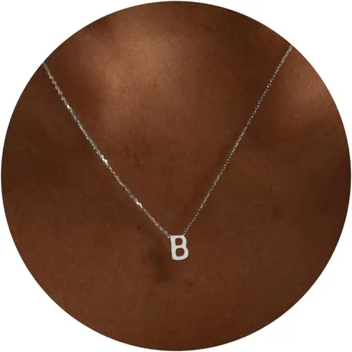 Collares con iniciales para mujer, delicado collar de letra plateada con nombre personalizado con monograma, collar simple y lindo con inicial para