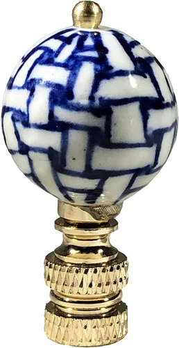 Miniatura 9 de Royal Designs, Inc. Decorativos Chinoiserie Azul y Blanco Terminales de Lámpara (Longevidad - 2 Pk)