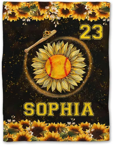 Miniatura 11 de Manta de sóftbol personalizada, manta de bandera de EE. UU., manta de forro polar Sherpa suave y acogedora, manta de sóftbol para mamá, hija, niño