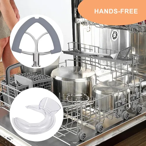 Miniatura 5 de Stainless Steel Flex Edge Beater with Silicone Edges and Pouring Shield Compatible with KitchenAid 4.5-5QT Mixer Bowl, Beater Paddle Attachment