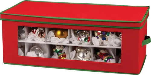 Household Essentials Caja de almacenamiento para adornos, 36 piezas con divisores, resistente y apilable con asas y ventana de plástico