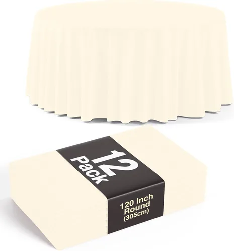 Miniatura 8 de Party Solids Paquete de 6, manteles de plástico color negro, mantel redondo desechable de 120 pulgadas para fiestas, mantel redondo, manteles