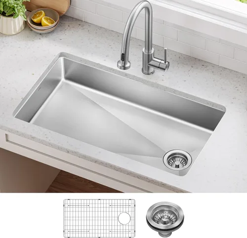 Miniatura 20 de Kraus Fairlane 25-pulgadas Fregadero de cocina de acero inoxidable de calibre 18, de un solo cuenco, para caída/montaje superior, KHT641-25