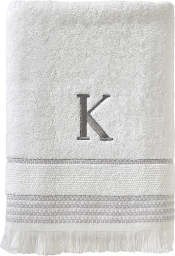 Miniatura 94 de SKL Home Toalla de baño casual con monograma, S, 28 x 54 pulgadas, color blanco
