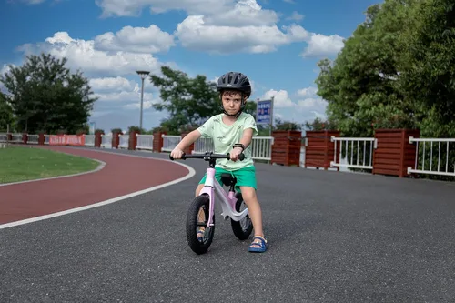 Miniatura 6 de CXWXC Bicicleta de equilibrio de 12 pulgadas para niños de 24 meses a 5 años, bicicleta de equilibrio para niños con reposapiés, bicicleta de Rosa