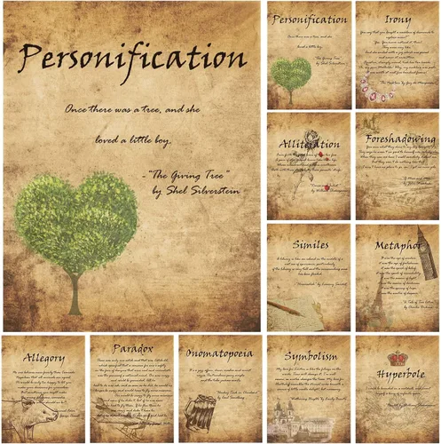 gisgfim 11 piezas vintage de elementos de lengua inglesa y literatura para decoración de aula de escuela secundaria y secundaria o suministros de