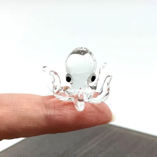 Miniatura 13 de Pulpo diminutas micro figuras sopladas a mano de vidrio de color arte animales coleccionables regalo decoración del hogar (negro)