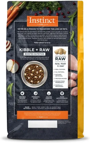 Miniatura 2 de Instinct Raw Boost, alimento seco natural para perros con trozos liofilizados, alta proteína y receta sin granos, pollo real, bolsa de 4 libras