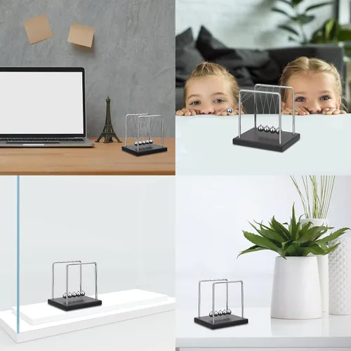 Miniatura 5 de QLKUNLA Newtons Cradle - Bolas de equilibrio de ciencia y física, juguete de movimiento cinético para decoración de escritorio, para el hogar